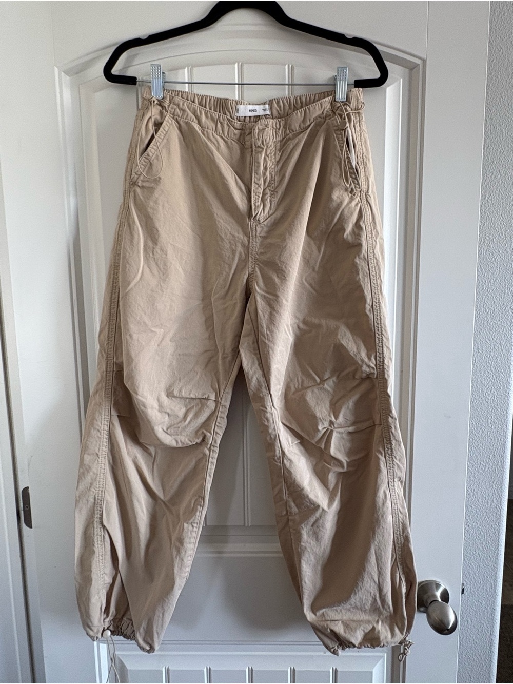 Beige Drawstring Cargo Pants